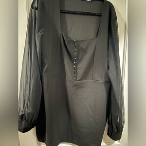 Nasty Gal Black Mini Dress with Sheer Sleeves